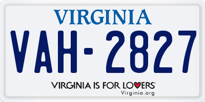 VA license plate VAH2827