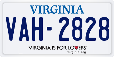 VA license plate VAH2828