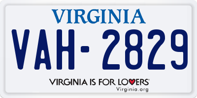 VA license plate VAH2829
