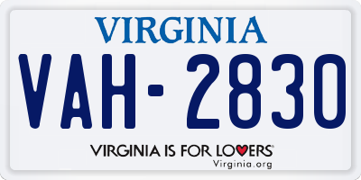 VA license plate VAH2830