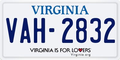 VA license plate VAH2832