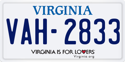 VA license plate VAH2833
