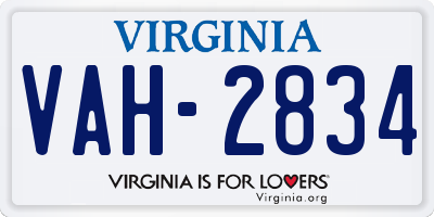 VA license plate VAH2834