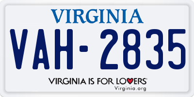 VA license plate VAH2835
