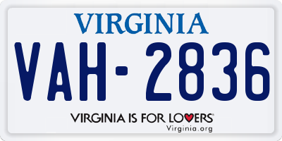 VA license plate VAH2836