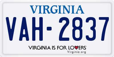 VA license plate VAH2837