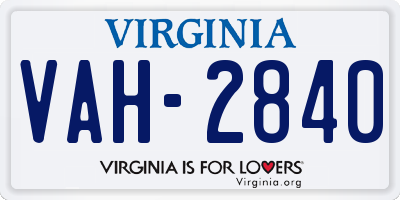 VA license plate VAH2840