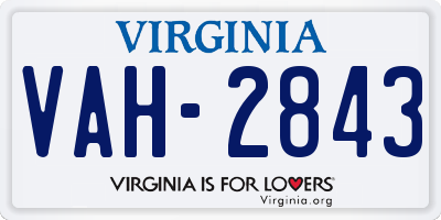 VA license plate VAH2843