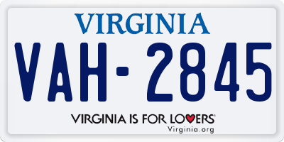VA license plate VAH2845