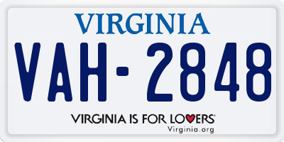VA license plate VAH2848