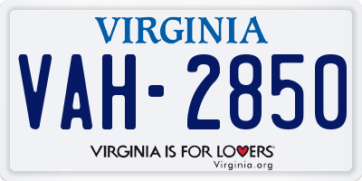 VA license plate VAH2850