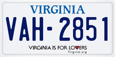 VA license plate VAH2851