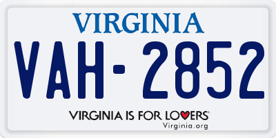 VA license plate VAH2852