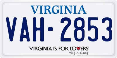 VA license plate VAH2853