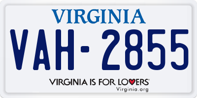 VA license plate VAH2855