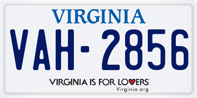 VA license plate VAH2856