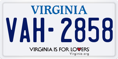 VA license plate VAH2858