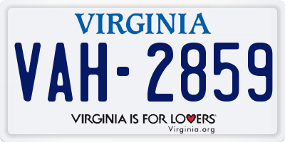 VA license plate VAH2859