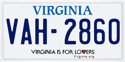 VA license plate VAH2860