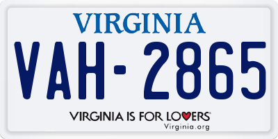 VA license plate VAH2865