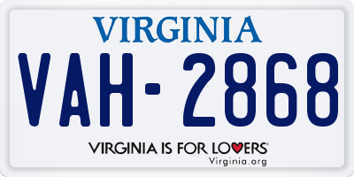 VA license plate VAH2868