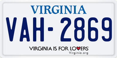 VA license plate VAH2869