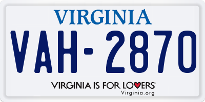 VA license plate VAH2870