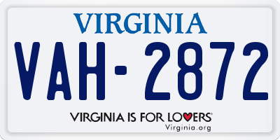 VA license plate VAH2872