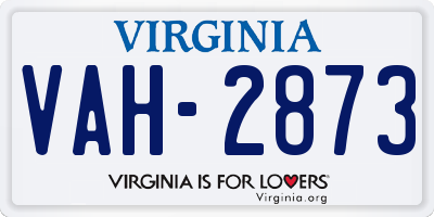 VA license plate VAH2873