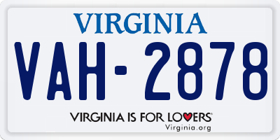 VA license plate VAH2878