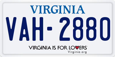 VA license plate VAH2880