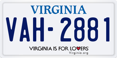 VA license plate VAH2881