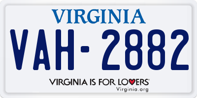 VA license plate VAH2882
