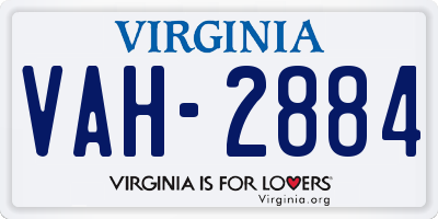 VA license plate VAH2884