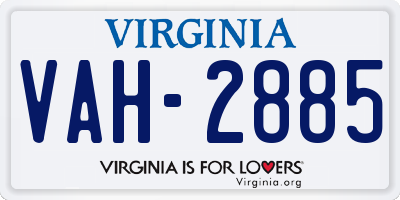 VA license plate VAH2885