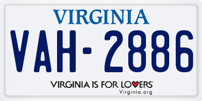 VA license plate VAH2886