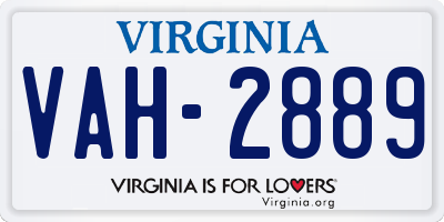 VA license plate VAH2889