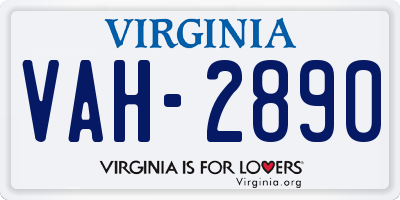 VA license plate VAH2890
