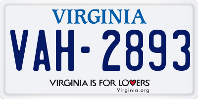 VA license plate VAH2893