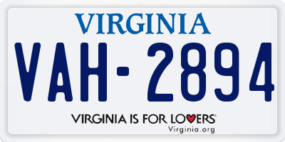 VA license plate VAH2894