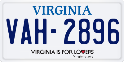 VA license plate VAH2896