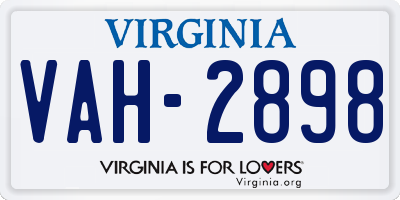 VA license plate VAH2898
