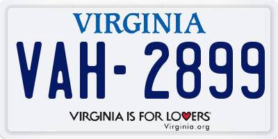 VA license plate VAH2899