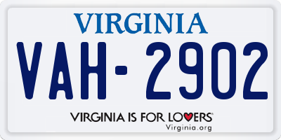 VA license plate VAH2902
