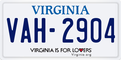 VA license plate VAH2904