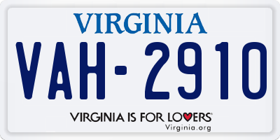VA license plate VAH2910