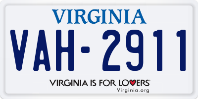 VA license plate VAH2911