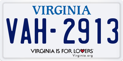 VA license plate VAH2913