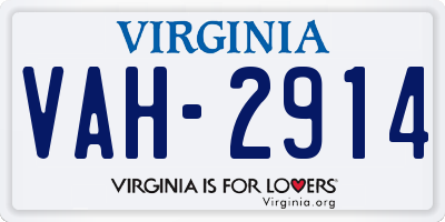 VA license plate VAH2914