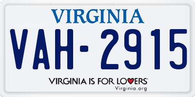 VA license plate VAH2915